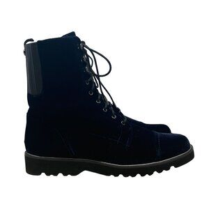 Donald J Pliner Womens Navy Velvet & Leather Carmin-U Combat Boots Size 11M